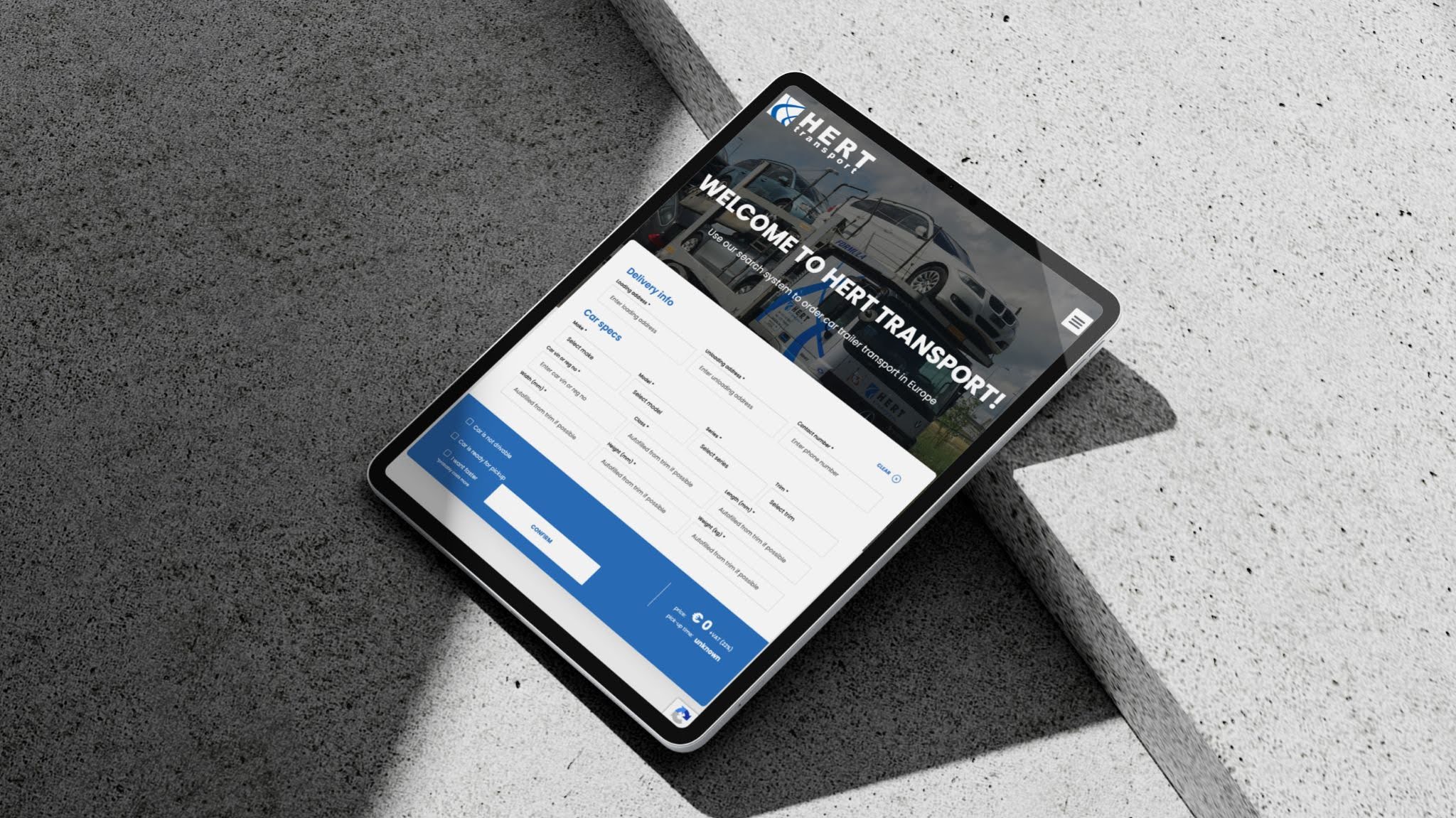 HERT tahvelarvutis veebileht kujundus VDisain